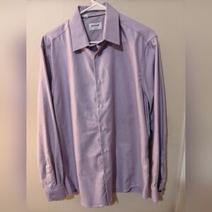 Duchamp London Tailored Fit Purple Micro‑Square Shirt 16.5 L EU42